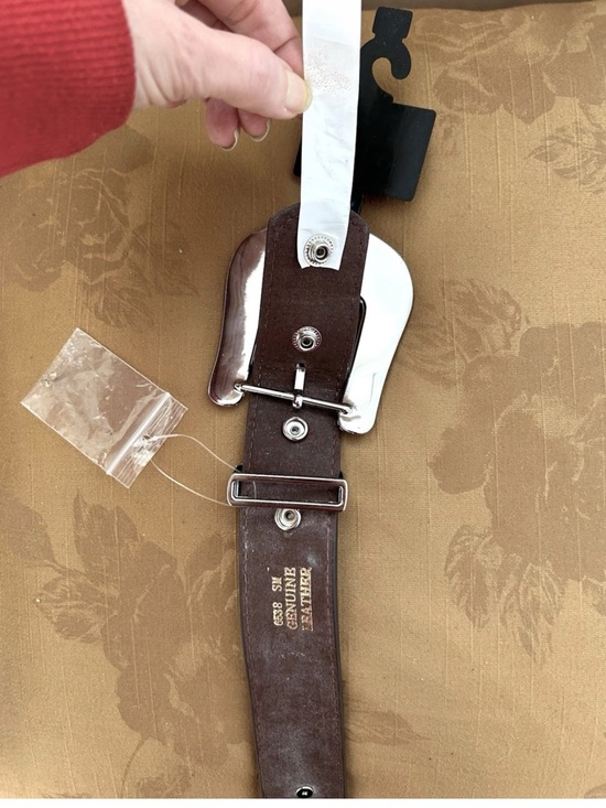 Shyanne Brown & Turquoise Tooled Leather Silver Turquoise Concho Belt NWT Sz S/M